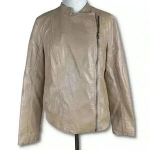 Ruff Hewn Womens jacket size PL pink rose gold faux leather vegan